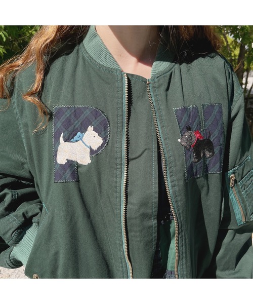 スコッチテリア刺繍入りロゴアップリケブルゾン