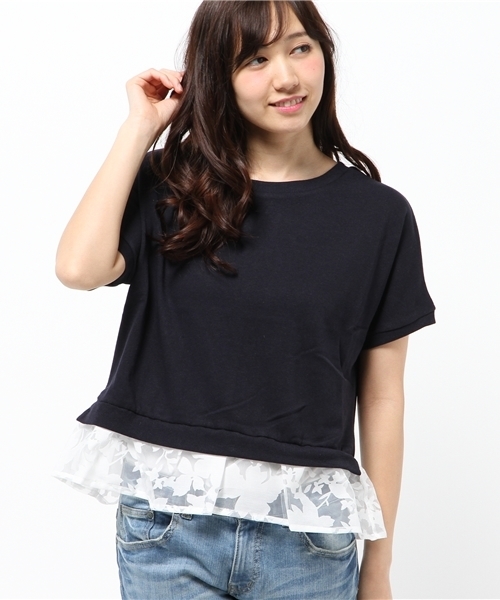 one after another NICE CLAUP(ワンアフターアナザーナイスクラップ)の「【ナイスクラップ】後ろレースアッププルオーバー(Tシャツ/カットソー・レディース・オフホワイト/グレー/ネイビー・FREE)」の3枚目の写真