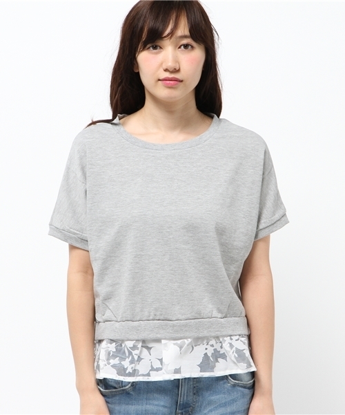 one after another NICE CLAUP(ワンアフターアナザーナイスクラップ)の「【ナイスクラップ】後ろレースアッププルオーバー(Tシャツ/カットソー・レディース・オフホワイト/グレー/ネイビー・FREE)」の5枚目の写真
