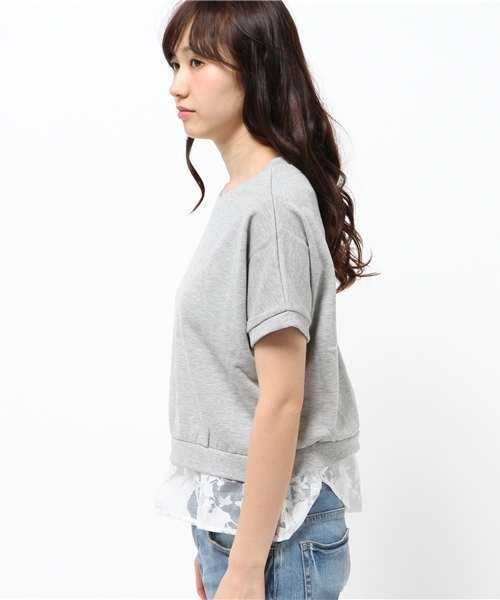 one after another NICE CLAUP(ワンアフターアナザーナイスクラップ)の「【ナイスクラップ】後ろレースアッププルオーバー(Tシャツ/カットソー・レディース・オフホワイト/グレー/ネイビー・FREE)」の6枚目の写真