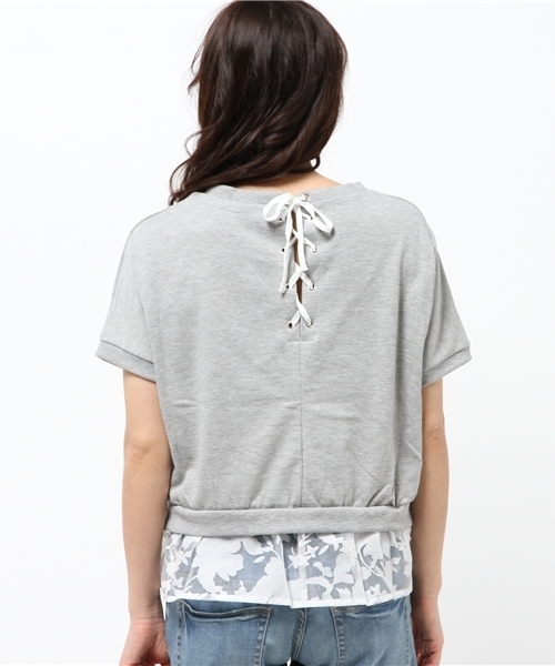 one after another NICE CLAUP(ワンアフターアナザーナイスクラップ)の「【ナイスクラップ】後ろレースアッププルオーバー(Tシャツ/カットソー・レディース・オフホワイト/グレー/ネイビー・FREE)」の7枚目の写真