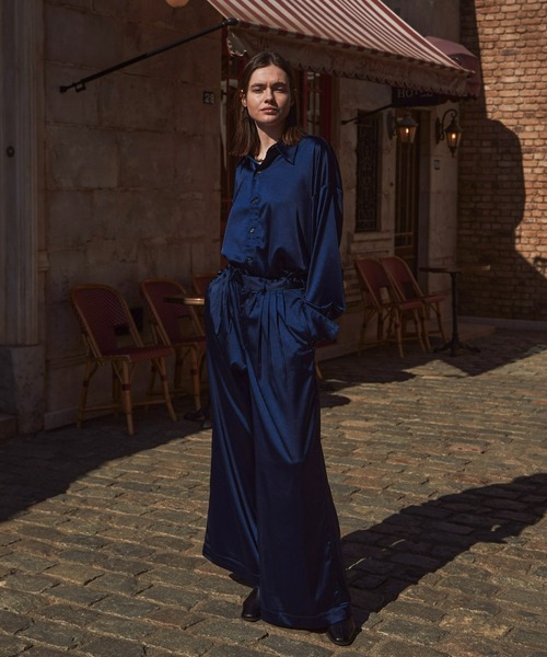 トップス seyto Pleats eyelet collar shirt セール】Pleats eyelet collar shirt プリーツアイレットカラーシャツ