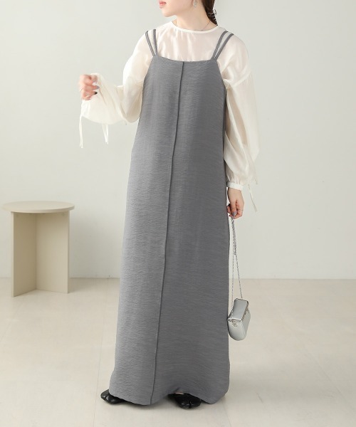 Bab（バブ）の「【ドラマ着用】ダブルストラップIラインキャミワンピース（ワンピース・レディース・グレー/ベージュ/アイボリー・M）」の4枚目の写真