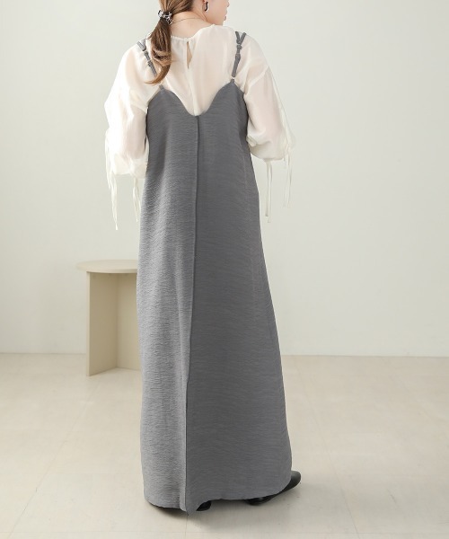 Bab（バブ）の「【ドラマ着用】ダブルストラップIラインキャミワンピース（ワンピース・レディース・グレー/ベージュ/アイボリー・M）」の8枚目の写真