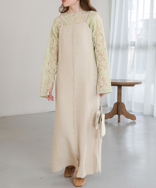 Bab（バブ）の「【ドラマ着用】ダブルストラップIラインキャミワンピース（ワンピース・レディース・グレー/ベージュ/アイボリー・M）」の13枚目の写真