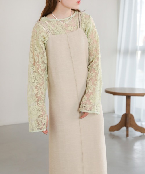 Bab（バブ）の「【ドラマ着用】ダブルストラップIラインキャミワンピース（ワンピース・レディース・グレー/ベージュ/アイボリー・M）」の15枚目の写真