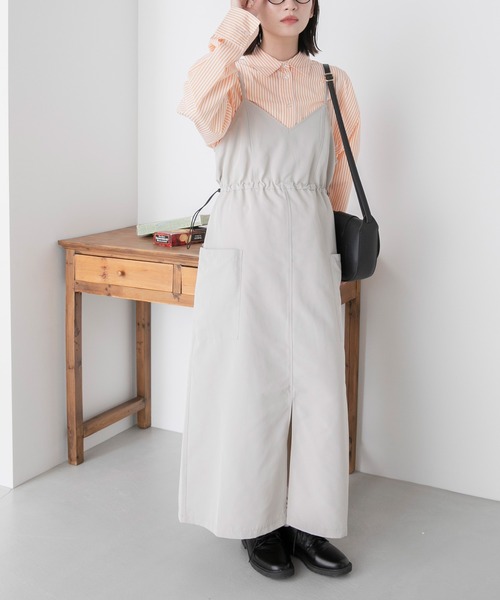 ドロスト ミリタリーVネックジャンスカ（ジャンパースカート