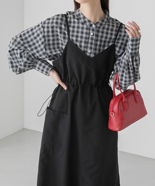 ドロスト ミリタリーVネックジャンスカ（ジャンパースカート