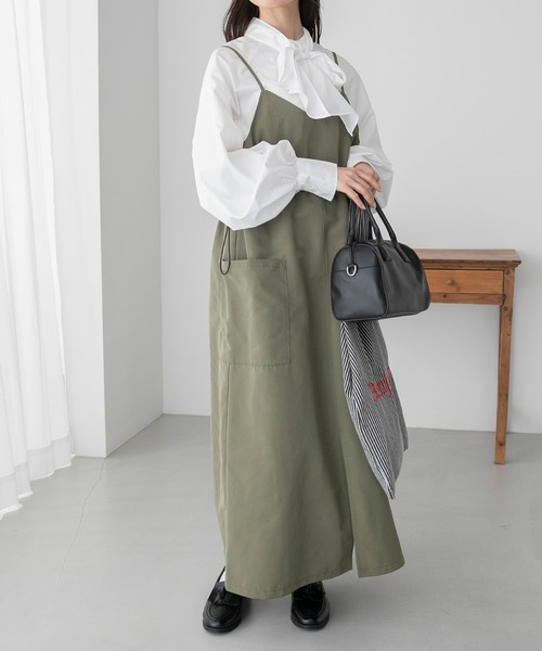 ドロスト ミリタリーVネックジャンスカ（ジャンパースカート