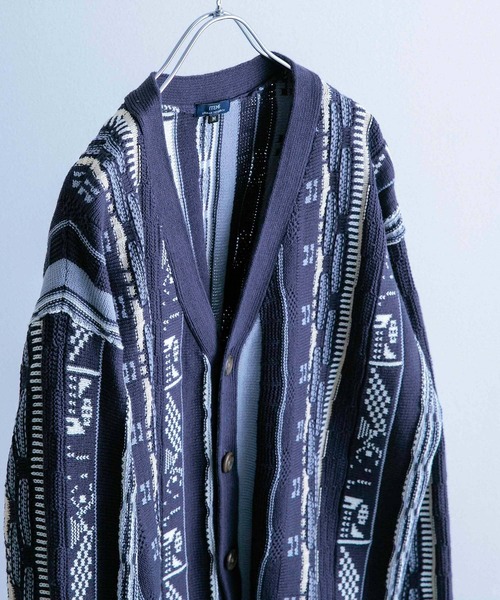 ITEMS URBANRESEARCH（アイテムズ アーバンリサーチ）の「マルチジャカード ニットカーディガン（カーディガン/ボレロ・メンズ・グリーン/ネイビー/ブラック・MEDIUM/LARGE）」の3枚目の写真