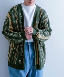 マルチジャカード ニットカーディガン