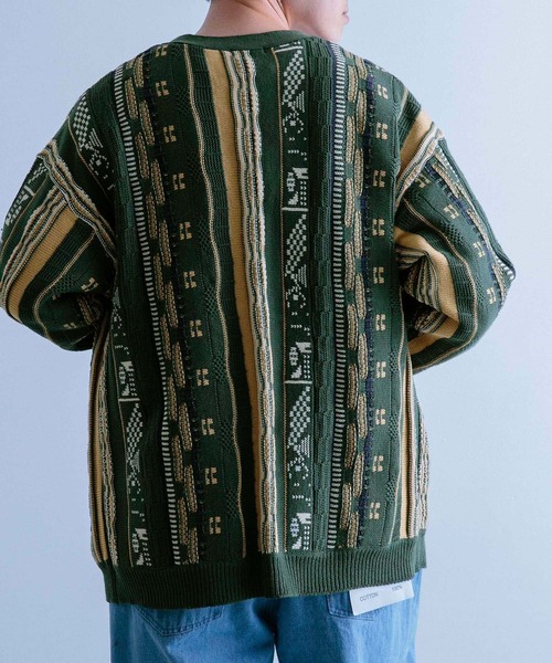 ITEMS URBANRESEARCH（アイテムズ アーバンリサーチ）の「マルチジャカード ニットカーディガン（カーディガン/ボレロ・メンズ・グリーン/ネイビー/ブラック・MEDIUM/LARGE）」の8枚目の写真