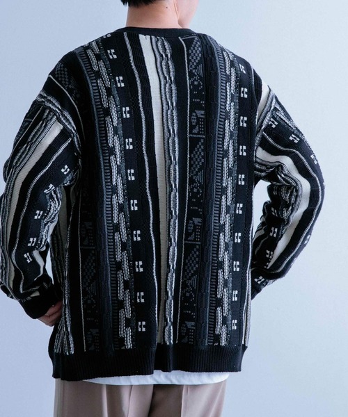 ITEMS URBANRESEARCH（アイテムズ アーバンリサーチ）の「マルチジャカード ニットカーディガン（カーディガン/ボレロ・メンズ・グリーン/ネイビー/ブラック・MEDIUM/LARGE）」の13枚目の写真