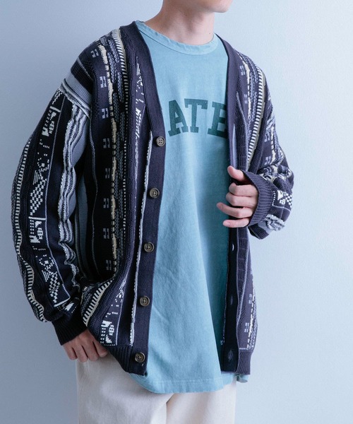 ITEMS URBANRESEARCH（アイテムズ アーバンリサーチ）の「マルチジャカード ニットカーディガン（カーディガン/ボレロ・メンズ・グリーン/ネイビー/ブラック・MEDIUM/LARGE）」の16枚目の写真