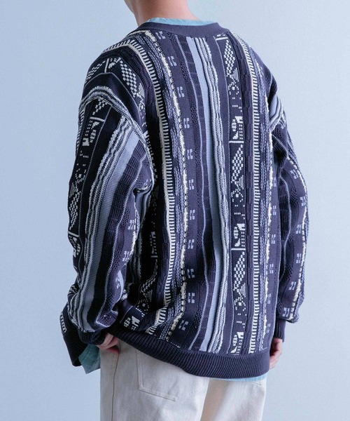 ITEMS URBANRESEARCH（アイテムズ アーバンリサーチ）の「マルチジャカード ニットカーディガン（カーディガン/ボレロ・メンズ・グリーン/ネイビー/ブラック・MEDIUM/LARGE）」の18枚目の写真