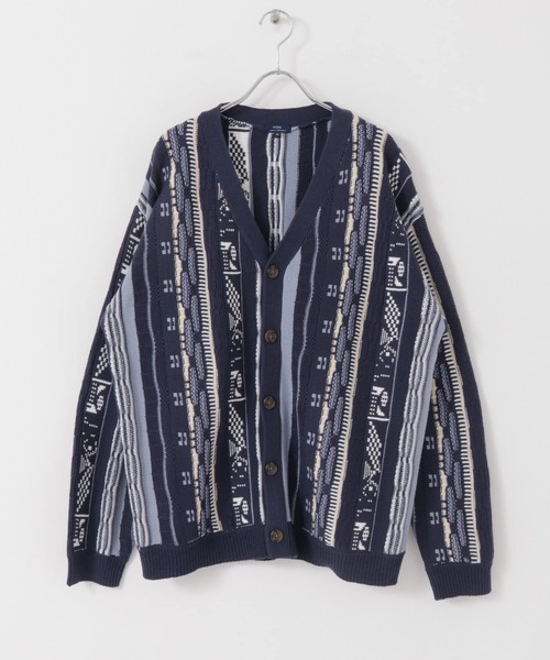 ITEMS URBANRESEARCH（アイテムズ アーバンリサーチ）の「マルチジャカード ニットカーディガン（カーディガン/ボレロ・メンズ・グリーン/ネイビー/ブラック・MEDIUM/LARGE）」の4枚目の写真