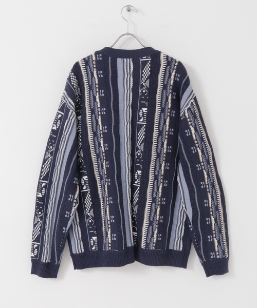 ITEMS URBANRESEARCH（アイテムズ アーバンリサーチ）の「マルチジャカード ニットカーディガン（カーディガン/ボレロ・メンズ・グリーン/ネイビー/ブラック・MEDIUM/LARGE）」の5枚目の写真