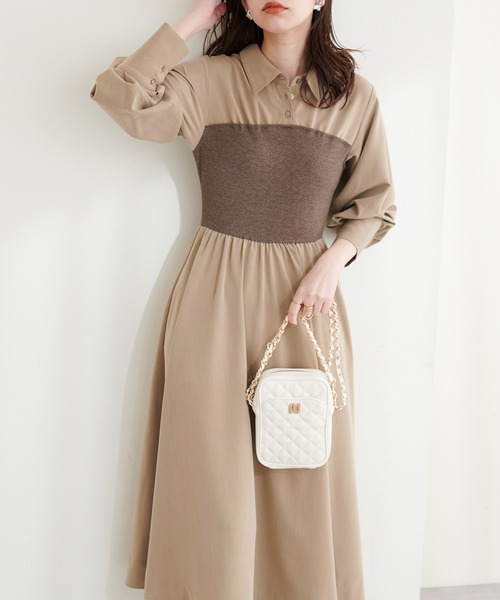 natural couture(ナチュラルクチュール)の「ドッキングビスチェシャツワンピース(ワンピース・レディース・ベージュ/ブラック/オフホワイト・FREE)」の16枚目の写真