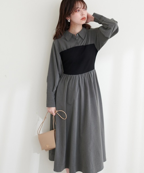 natural couture(ナチュラルクチュール)の「ドッキングビスチェシャツワンピース(ワンピース・レディース・ベージュ/ブラック/オフホワイト・FREE)」の11枚目の写真