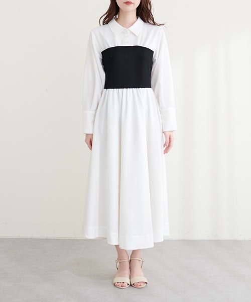 natural couture(ナチュラルクチュール)の「ドッキングビスチェシャツワンピース(ワンピース・レディース・ベージュ/ブラック/オフホワイト・FREE)」の20枚目の写真