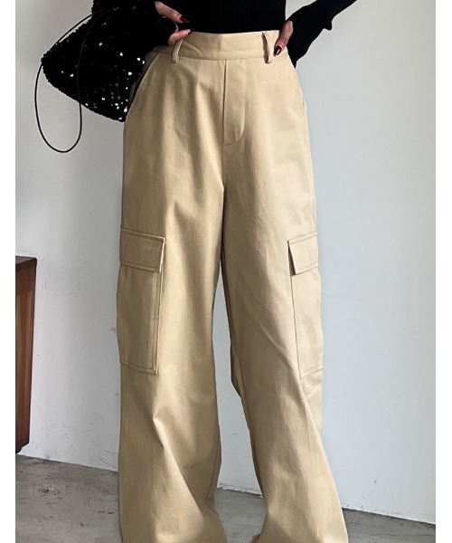 Re:EDIT（リエディ）の「[低身長/高身長サイズ有]コットンツイルカーゴジョガーパンツ（カーゴパンツ・レディース・カーキ/ベージュ/ブラック/アイボリー・TALL/SHORT/LARGE/MEDIUM）」の17枚目の写真