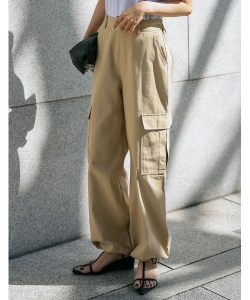 Re:EDIT（リエディ）の「[低身長/高身長サイズ有]コットンツイルカーゴジョガーパンツ（カーゴパンツ・レディース・カーキ/ベージュ/ブラック/アイボリー・TALL/SHORT/LARGE/MEDIUM）」の20枚目の写真