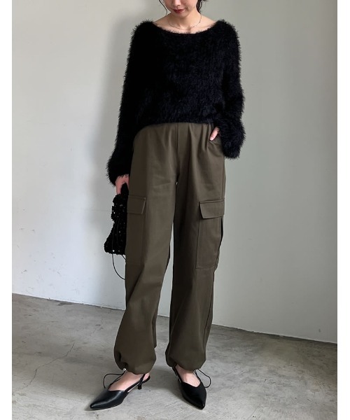 Re:EDIT（リエディ）の「[低身長/高身長サイズ有]コットンツイルカーゴジョガーパンツ（カーゴパンツ・レディース・カーキ/ベージュ/ブラック/アイボリー・TALL/SHORT/LARGE/MEDIUM）」の13枚目の写真