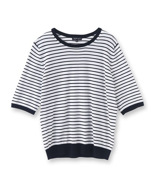 INDIVI(インディヴィ)の「◆【洗える/UVカット】五分袖プルオーバー(ニット/セーター・レディース・ライトグリーン/ブルー/ホワイト系5/ナチュラル/ブラック・05/13/15 /19/38)」の6枚目の写真