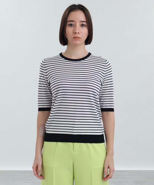 INDIVI(インディヴィ)の「◆【洗える/UVカット】五分袖プルオーバー(ニット/セーター・レディース・ライトグリーン/ブルー/ホワイト系5/ナチュラル/ブラック・05/13/15 /19/38)」の7枚目の写真