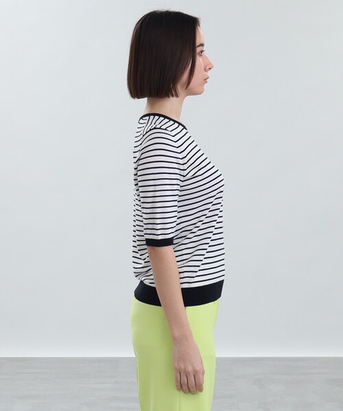 INDIVI(インディヴィ)の「◆【洗える/UVカット】五分袖プルオーバー(ニット/セーター・レディース・ライトグリーン/ブルー/ホワイト系5/ナチュラル/ブラック・05/13/15 /19/38)」の8枚目の写真