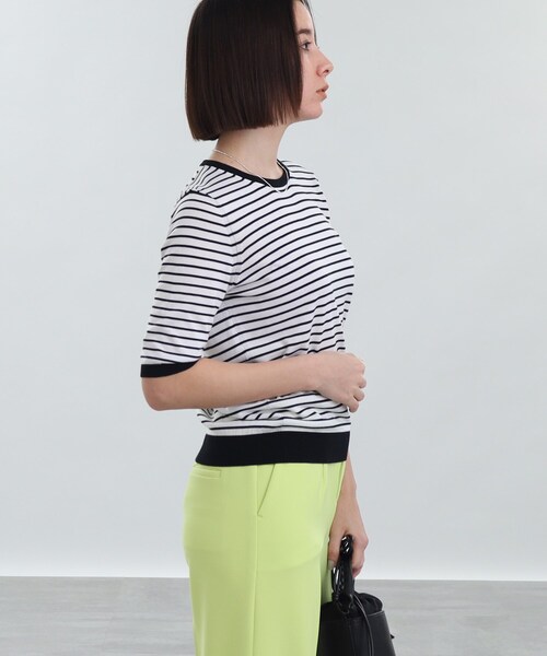 INDIVI(インディヴィ)の「◆【洗える/UVカット】五分袖プルオーバー(ニット/セーター・レディース・ライトグリーン/ブルー/ホワイト系5/ナチュラル/ブラック・05/13/15 /19/38)」の13枚目の写真