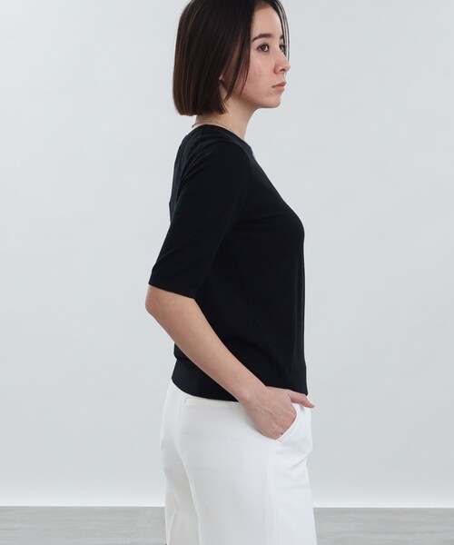 INDIVI(インディヴィ)の「◆【洗える/UVカット】五分袖プルオーバー(ニット/セーター・レディース・ライトグリーン/ブルー/ホワイト系5/ナチュラル/ブラック・05/13/15 /19/38)」の15枚目の写真