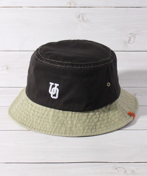 UNIVERSAL OVERALL（ユニバーサルオーバーオール）の「【UNIVERSAL OVERALL/ユニバーサルオーバーオール】UQロゴ刺繍T/Cツイルバケットハット（ハット・メンズ・ブラック/チャコール/ホワイト/ブラウン/グリーン/グレー/グリーン系1・FREE）」の4枚目の写真