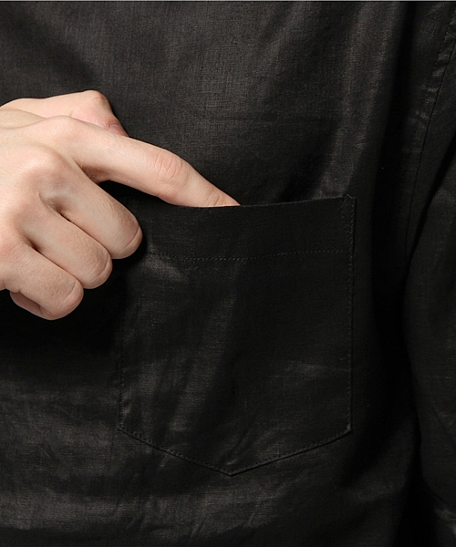 RAGEBLUE（レイジブルー）の「リネンプルオーバーシャツ5分袖/564683（シャツ/ブラウス・メンズ・ブラック/ホワイト・MEDIUM/LARGE）」の8枚目の写真