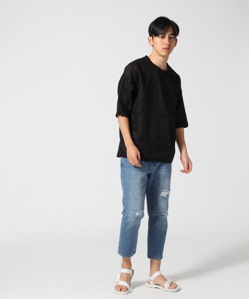 RAGEBLUE（レイジブルー）の「リネンプルオーバーシャツ5分袖/564683（シャツ/ブラウス・メンズ・ブラック/ホワイト・MEDIUM/LARGE）」の19枚目の写真