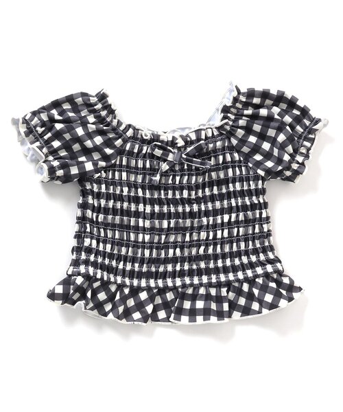 Ampersand（アンパサンド）の「チェック柄　セパレート水着_UVカット（水着・キッズ・ブラック/イエロー・100/110/120/90/80/130/140）」の5枚目の写真