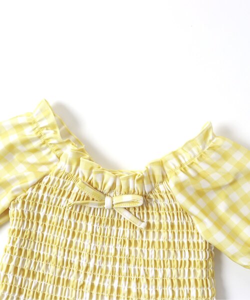 Ampersand（アンパサンド）の「チェック柄　セパレート水着_UVカット（水着・キッズ・ブラック/イエロー・100/110/120/90/80/130/140）」の14枚目の写真