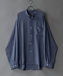 Oversize Drop shoulder Drape Band Collar shirt/オーバーサイズ ドロップショルダー ドレープ バンドカラーシャツ