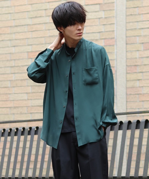 SITRY(シトリー)の「Oversize Drop shoulder Drape Band Collar shirt/オーバーサイズ ドロップショルダー ドレープ バンドカラーシャツ(シャツ/ブラウス・メンズ・ホワイト/ブルーグレー/ブラック/ダークグリーン・L/LL/M)」の16枚目の写真