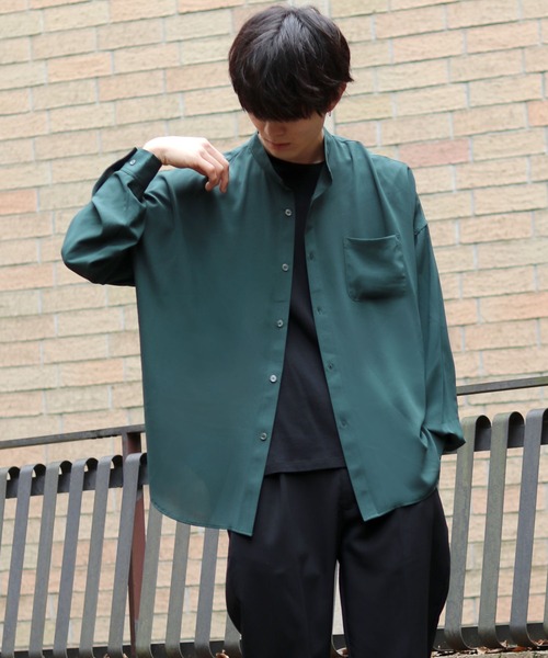 SITRY(シトリー)の「Oversize Drop shoulder Drape Band Collar shirt/オーバーサイズ ドロップショルダー ドレープ バンドカラーシャツ(シャツ/ブラウス・メンズ・ホワイト/ブルーグレー/ブラック/ダークグリーン・L/LL/M)」の18枚目の写真