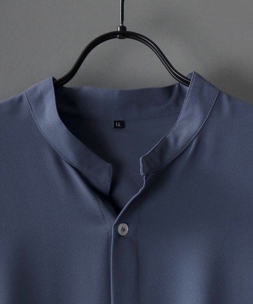 SITRY(シトリー)の「Oversize Drop shoulder Drape Band Collar shirt/オーバーサイズ ドロップショルダー ドレープ バンドカラーシャツ(シャツ/ブラウス・メンズ・ホワイト/ブルーグレー/ブラック/ダークグリーン・L/LL/M)」の9枚目の写真