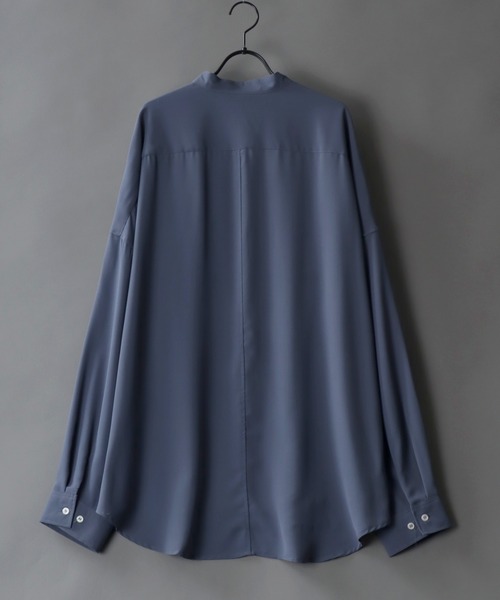 SITRY(シトリー)の「Oversize Drop shoulder Drape Band Collar shirt/オーバーサイズ ドロップショルダー ドレープ バンドカラーシャツ(シャツ/ブラウス・メンズ・ホワイト/ブルーグレー/ブラック/ダークグリーン・L/LL/M)」の12枚目の写真