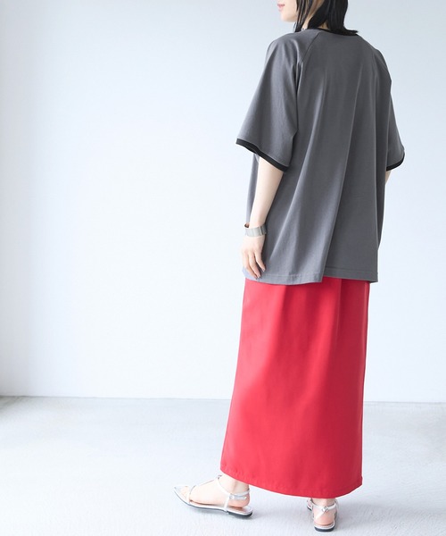 セール】ワンポイントモノグラム刺繍リンガーTシャツ（Tシャツ