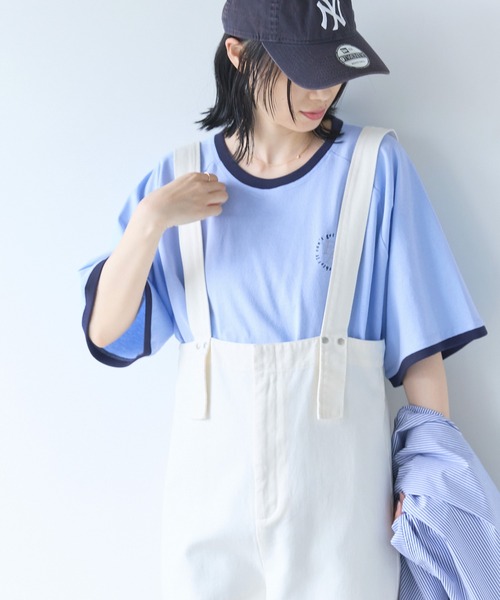 Chaco closet(チャコ クローゼット)の「ワンポイントモノグラム刺繍リンガーTシャツ(Tシャツ/カットソー・レディース・オートミール/チャコール/ライトピンク/アイボリー/ライトブルー・FREE)」の22枚目の写真