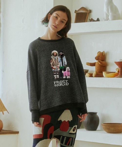 bedsidedrama（ベットサイドドラマ）の「bedsidedrama/ベッドサイドドラマ/Home Sweater Pullover(A)（ニット/セーター・レディース・ブラウン/ブラック・1/2）」の2枚目の写真