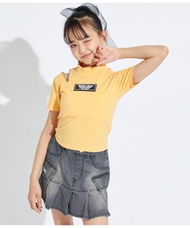 肩ジップミニネックトップスカットソー