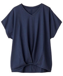 綿100%ゆったり裾タックTシャツ