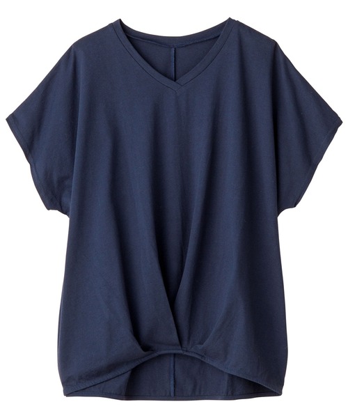Viola e Viola(ヴィオラエヴィオラ)の「綿100%ゆったり裾タックTシャツ(Tシャツ/カットソー・レディース・ブルーグリーン/マスタード/ブルー/ピンクベージュ/ミント/ブラック/モカ/オフホワイト/ネイビー/グリーン/ダークラベンダー/グレイッシュベージュ/オリーブ/イエロー・X-LARGE/MEDIUM/XX-LARGE/XXX-LARGE/LARGE/XXXX-LARGE)」の8枚目の写真