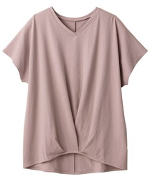 綿100%ゆったり裾タックTシャツ