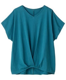 綿100%ゆったり裾タックTシャツ